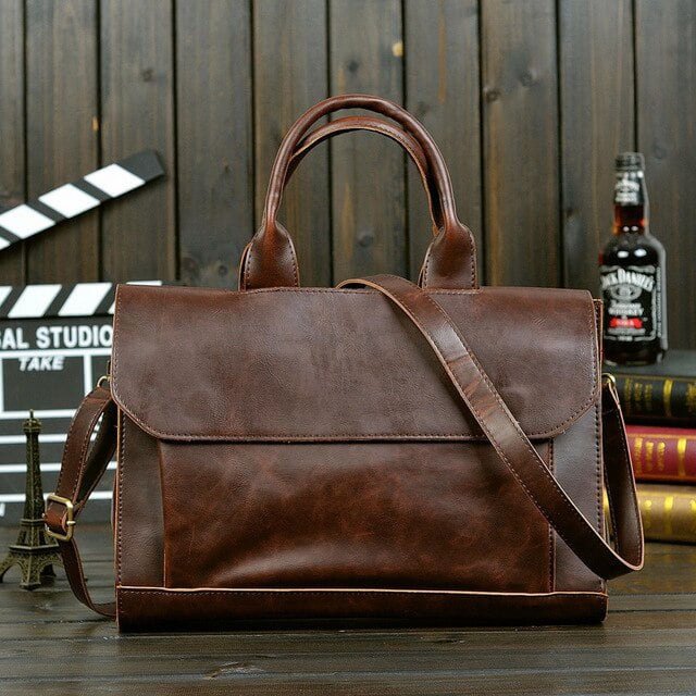 LHSHID Retro Men's Briefcase Crazy Horse Leather Laptop Handbag Business Men Messenger Bags Leather Laptop travel Bag aktentas bolsos