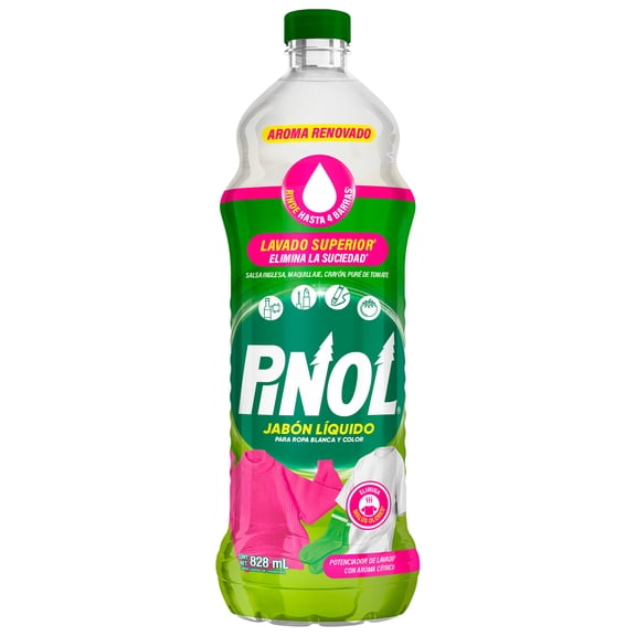 Jabón de lavandería Pinol Ropa blanca y color 828 ml