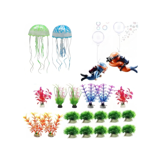 Set de Plantas Artificiales Decorativas Acuario Simulación Medusas ...