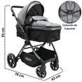 thumbnail image 4 of Carriola para Bebé  Asiento Reversible Convertible a Bambineto Plegable Ruedas de Goma Cinturón Apta a partir de 0 Meses - Gris, 4 of 6