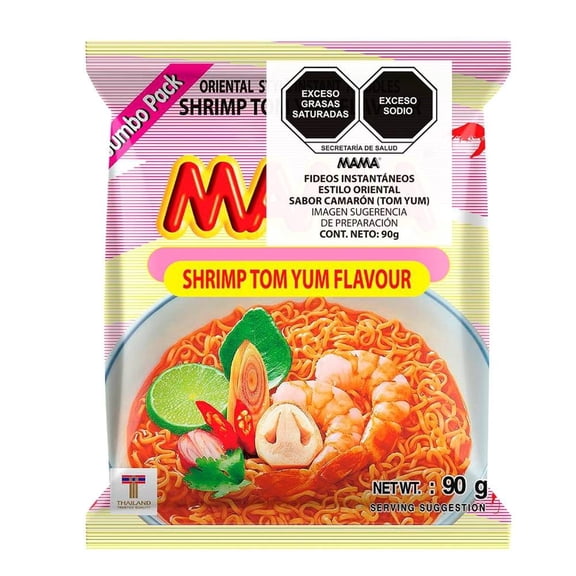 Fideos instantáneos Mama estilo oriental sabor camarón tom yum 90 g