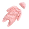 thumbnail image 3 of 2 piezas de monos de algodón para bebés de 80 cm, con mangas, para primavera y otoño, con gorro para niñas recién nacidas (rosa), 3 of 5