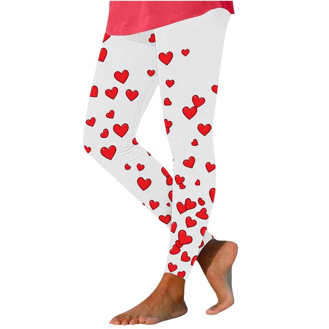 TaTaai Valentine's Day Printed Elastic Women High Waisted Skinny Yoga Leggings Non-see-through Breathable Gym Workout Training Casual Daily Full Length Pants Gift