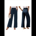 thumbnail image 3 of Pantalones de Salón Anchos para Mujer con Bolsillos, Cintura Alta, Ajustables, con Nudo y Holgados. Azul Marino XXXL, 3 of 7