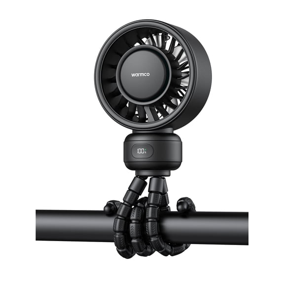 Ventilador Portátil para Carriola Warmco con Trípode Flexible, 4000mAh, Negro