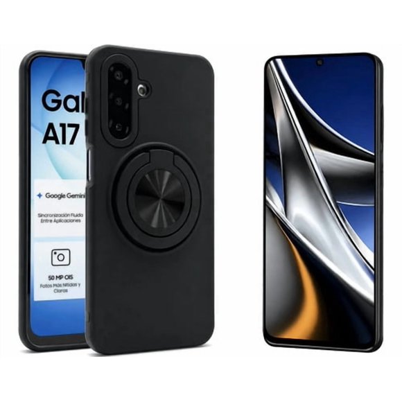 Funda + Mica Icon Case Yon para Samsung A17, Carcasa, Protector, Uso Rudo, Protector de Pantalla, Antigolpes, Esquinas Reforzadas, Protección de Cámara - Negro