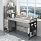thumbnail image 1 of Escritorio con 3 Cajones y Estante De 4 Niveles (Marrón Claro) | Mesa para Computadora Industrial Desk Esquinero con Repisas y Bolsa de Tela Mueble Grande para Oficina,Sala120x50x110CM, 1 of 9