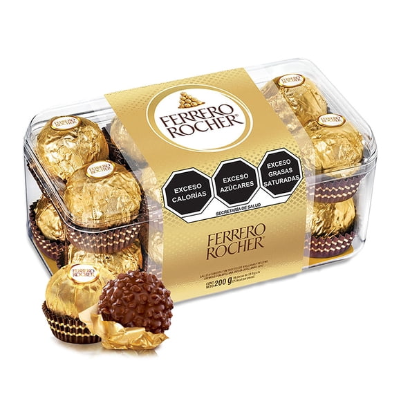 Chocolate Ferrero galleta cubierta con trocitos de avellanas y relleno cremoso 16 pzas de 12.5 g c/u