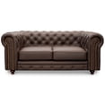 thumbnail image 4 of Sala de Piel Genuina Clásico 3-2-1, Sofá, Love Seat y Sillón,  6 plazas, Modelo Chesterfield P/V, Color Chocolate, Elegante, cómodo y Clásico, Hecho en Mexico. Medidas:  220 cm, 185 cm, 110 cm., 4 of 9