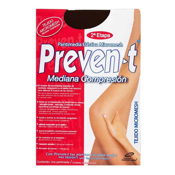 Pantimedia Preven-t para Mujer, con Compresión Negro Talla CH