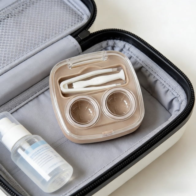 Estuche Compacto para Lentes de Contacto: Estuche de Viaje a Prueba de Fugas para Lentes de Contacto para Uso Diario, Viajes de Negocios, Gimnasio o Actividades Al Aire Libre.