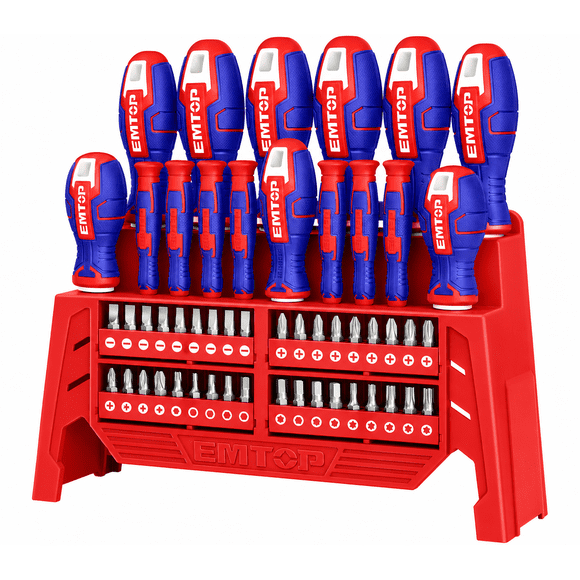 Set 58 Destornilladores Mixtos Base Organizadora Punta Imantada Cr-V