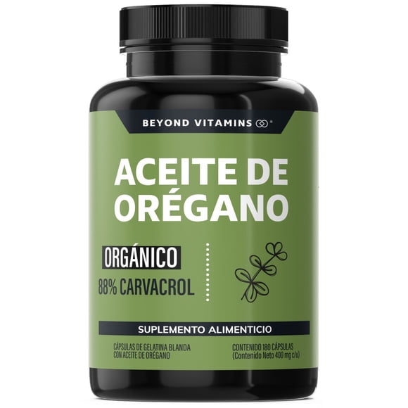 Beyond Vitamins | Aceite De Oregano Orgánico 100% Natural Con 88% Carvacrol | Oil Of Oregano | Aceite Oregano Capsulas - Candida Cleanse Grado Alimenticio - Vitaminas Mujer / Hombre - (180 Cápsulas)