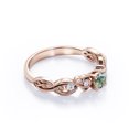 thumbnail image 4 of JeenMata Anillo Compromiso Filigrana Victoriano 7 Piedras 1,75 ct Brillante Redonda Ágata Verde Musgo Veteada y Moissanita Baño Oro Rosa 18K sobre Plata, 4 of 6