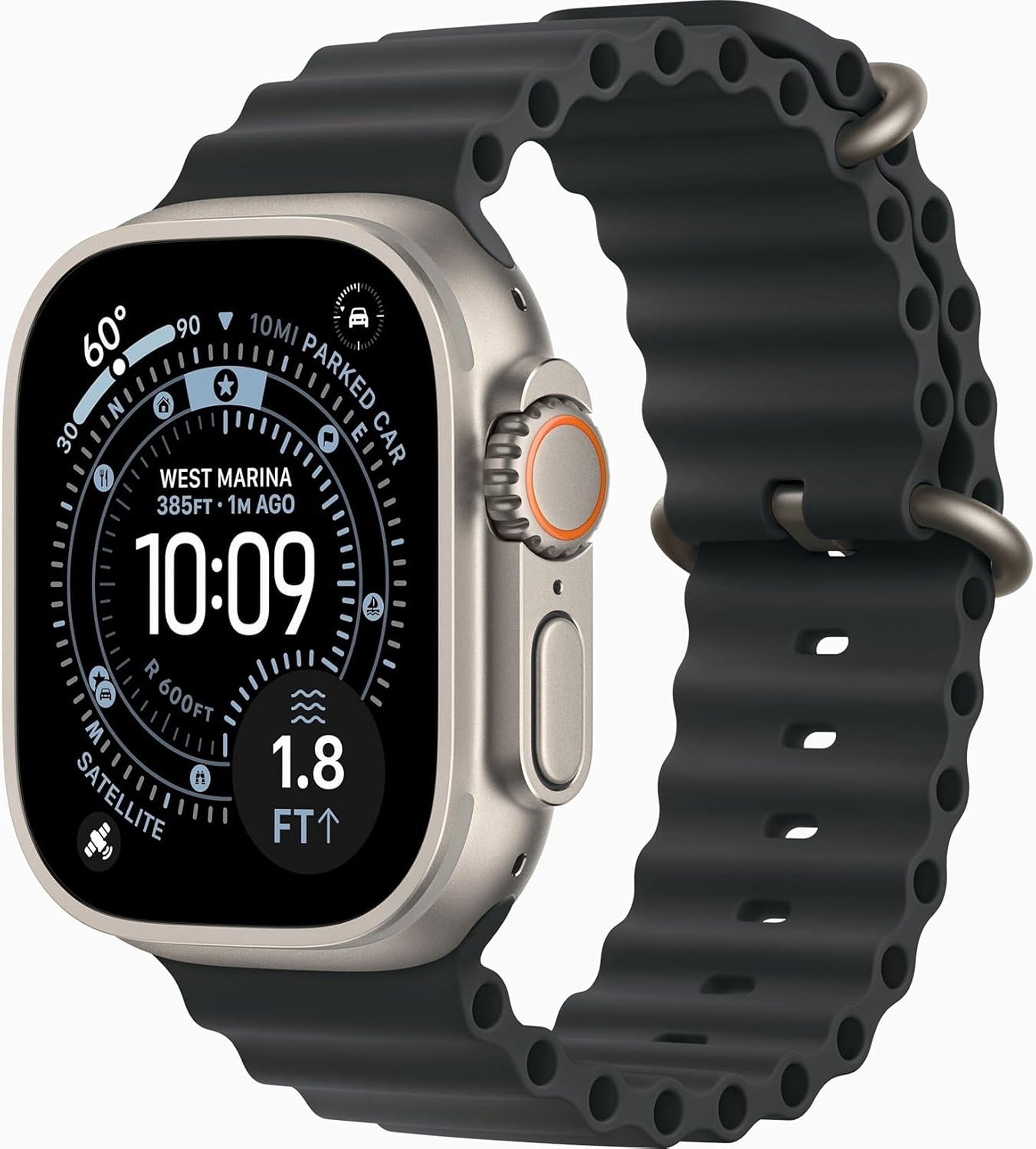Apple Watch Ultra 2 de 49 Mm, 4 G, Resistente (Natural), con Caja de Titanio y Correa Negra Ocean de Talla Única (Modelo A2986) (Reacondicionado).