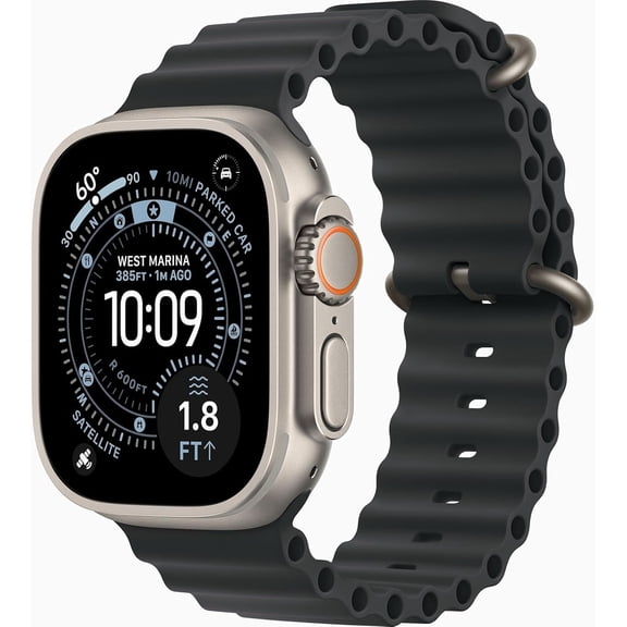 Apple Watch Ultra 2 de 49 Mm, 4 G, Resistente (Natural), con Caja de Titanio y Correa Negra Ocean de Talla Única (Modelo A2986) (Reacondicionado).