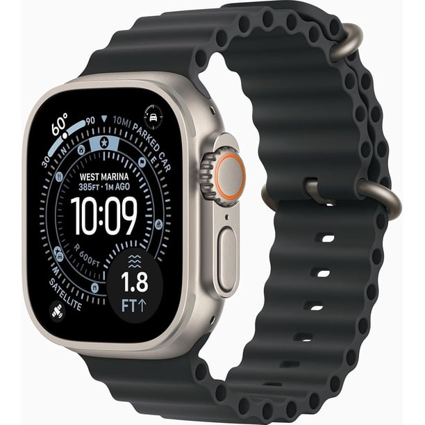Apple Watch Ultra 2 de 49 Mm, 4 G, Resistente (Natural), con Caja de Titanio y Correa Negra Ocean de Talla Única (Modelo A2986) (Reacondicionado).