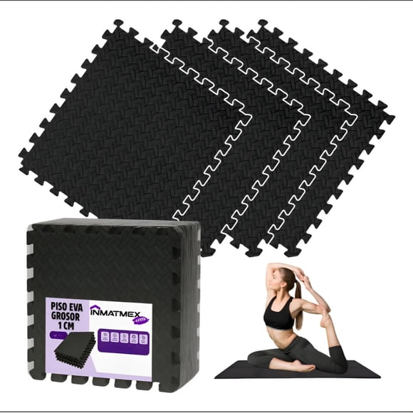 TAPETE ENTRELAZABLE PARA GYM EN CASA PISO PARA GYM 8PZ DE 1CM GROSOR