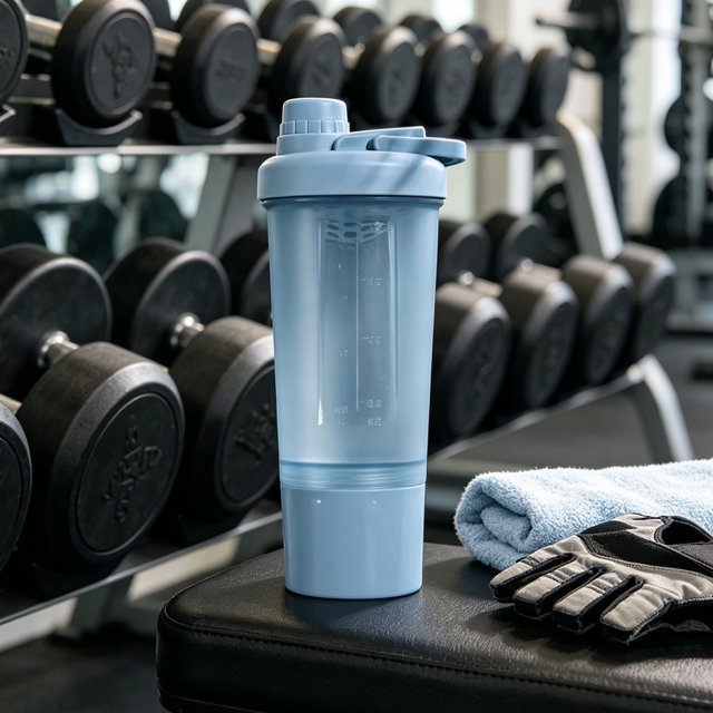 Botella de agua deportiva con vaso mezclador para batidos de proteínas | Botella mezcladora portátil con agitador y compartimento de almacenamiento integrados