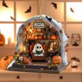 thumbnail image 3 of Adorno colgante de Halloween de Fantasmas Leyendo | Adorable decoración encantada para el hogar | Faroles, detalles de gato negro | Colgante festivo caprichoso | Decoración versátil para árboles de, 3 of 6