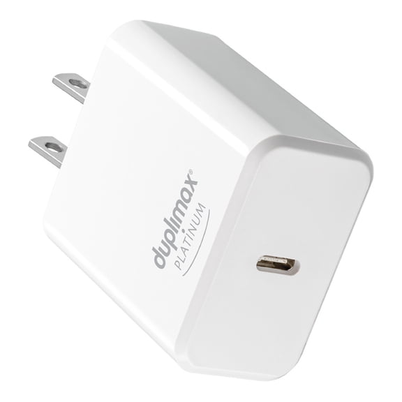 Cargador Duplimax Platinum de Pared 25W 1 Puerto Tipo C, Tecnología PD Blanco