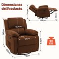 thumbnail image 2 of Korser Sillón Reclinable Giratorio 360°Adultos,Mecedora Pequeña Para Espacios Reducidos,Lino,Marrón, 2 of 6