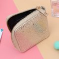 thumbnail image 3 of Monedero con estampado de purpurina dorada, con cremallera, monedero corto para niñas y mujeres., 3 of 7