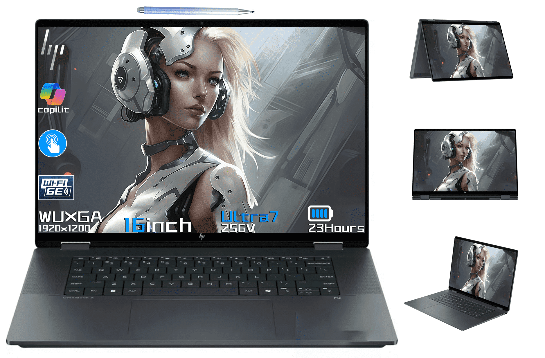 2025 HP OmniBook X Flip (Next Gen Envy x360) Laptop 2 en 1 con Pantalla Táctil (16" FHD+, Intel Core Ultra 7 256V, 16GB RAM, 1TB SSD, Arc 140v GPU (8GB)) AI Copilot+ PC para Creator, Diseñador, Win 1
