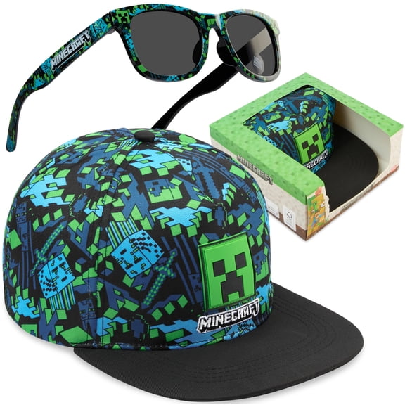Set de Gorra de Béisbol y Gafas de Sol Minecraft para Niños con Protección UV