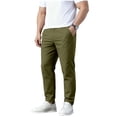 thumbnail image 4 of Amzcrzy Pantalones Clásicos Hombre Color Liso Cintura Elástica Cómodos Transpirables Elásticos Moda Informal Senderismo Pescar Correr Ejercicio Bolsillos Tallas S-3XL Verde, 4 of 8