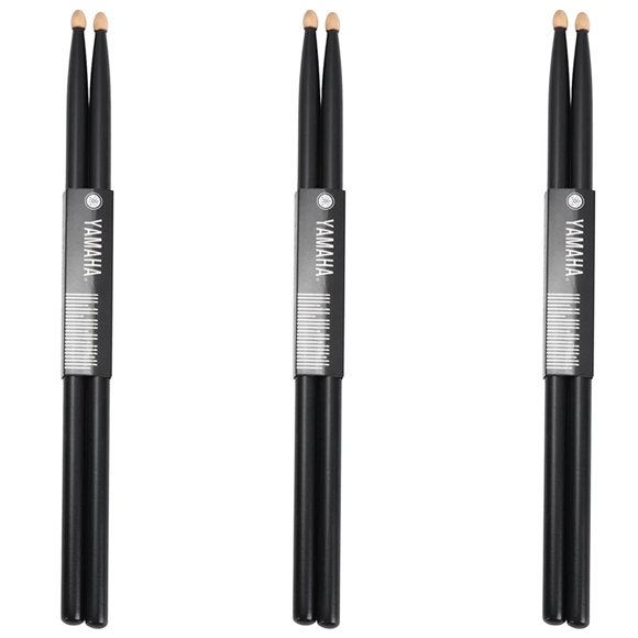 Drumsticks 5A negras StickBlack 3Pares 6Pzas Baquetas 5A 41cm Diámetro: 1.43cm Maple Blanco.