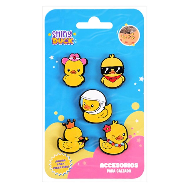 Accesorios para Calzado Prichos Shiny Duck Multicolor de PVC 5 Piezas por Empaque