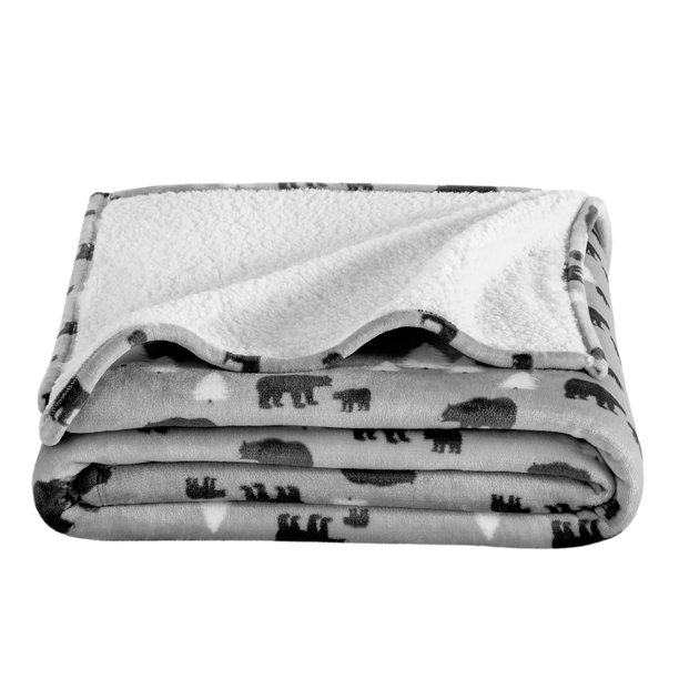 Bare Home Manta de Cama de Felpa Sherpa Mullida y Suave, Reversible, Liviana, Tamaño Matrimonial/queen, Kodiak