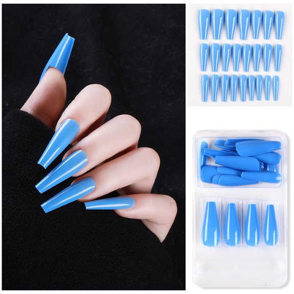 Uñas postizas a presión, regalo para mujer, 24 uñas postizas largas de cobertura completa, puntas de ataúd, manicura artística de bailarina, pegatinas para uñas.