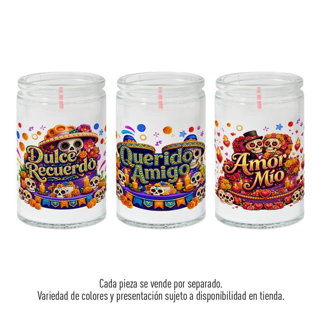Veladora Aurrera vaso 100 mini día de muertos varios modelos 1 pza