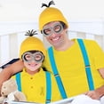 thumbnail image 2 of Accesorios para disfraz de Minion de Halloween para adultos: conjunto de 4 piezas (gorro amarillo, gafas, guantes y tirantes) para un disfraz perfecto., 2 of 5