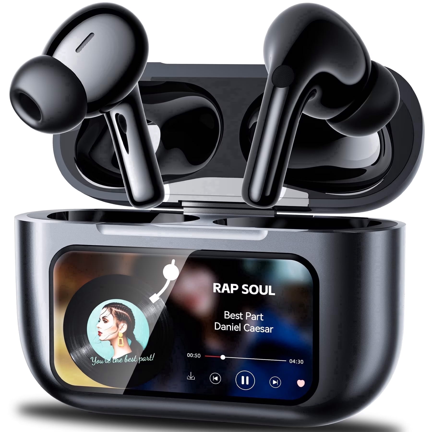 Auriculares Inalámbricos VEATOOL Bluetooth 5.4,Pantalla Táctil,ANC/ENC,70H Autonomía,Sonido Estéreo
