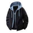 thumbnail image 3 of Ceisia Lightweight Windproof Men's Loose Fit Fake Two-Piece Spliced Hooded Bomber Jacket Gift, 3 of 3