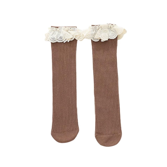 Nuevos Calcetines Para Bebés Y Niñas, Calcetines Hasta La Rodilla Para Niños, Medias Midi De Algodón Con Encaje Para Uso Diario
