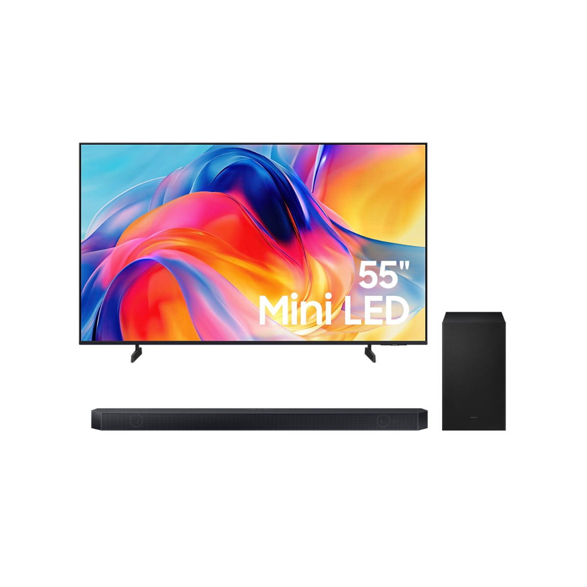Combo Pantalla TV Samsung 55" Mini Led M70HAF Vision AI 4K + Barra de Sonido 5.1.2 Ch Q600H Negro