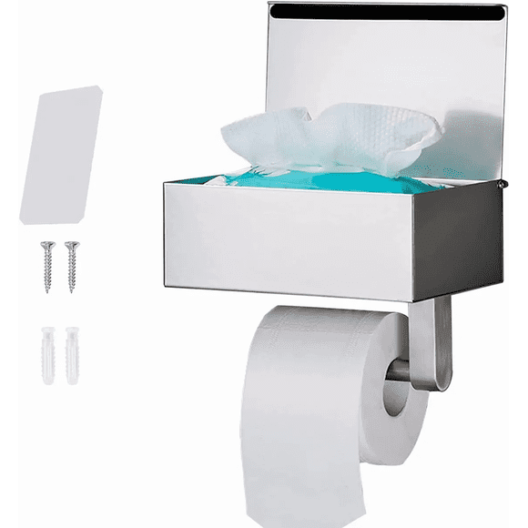 Portarrolls Papel Higiénico Con Estante Caja Inoxidable Xtellar plateado