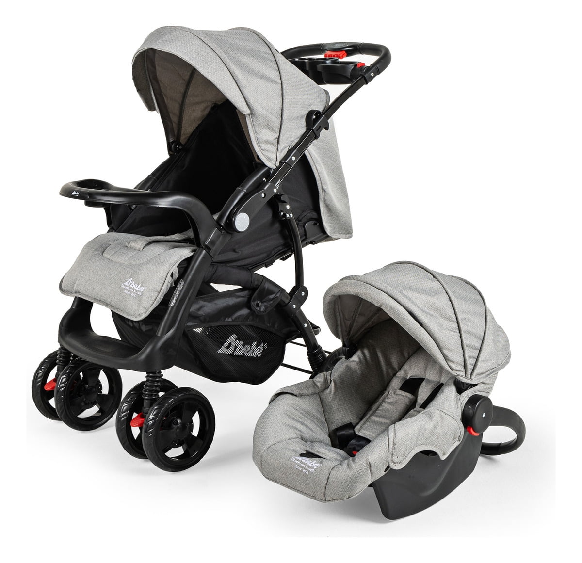 Carriola para Bebé y Autoasiento D'bebé Sistema de Viaje Elite Reversible Travel System Con Portabebé Gris