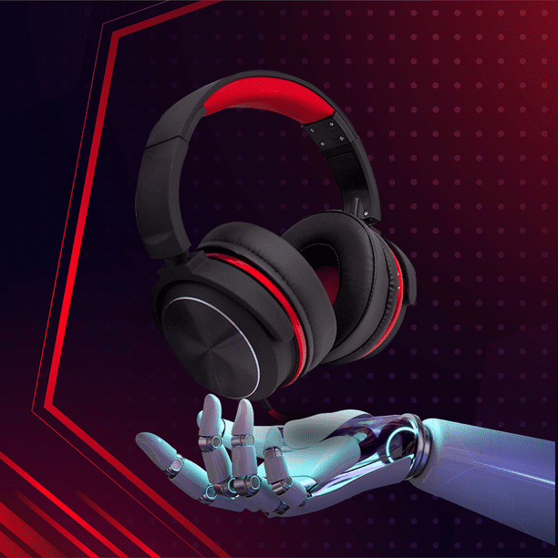 Audífono Headset Gamer Alámbrico Rojo Para PS4, PS5,Xbox, PC Sentry Microfono Retractible Almohadilla De Vinil