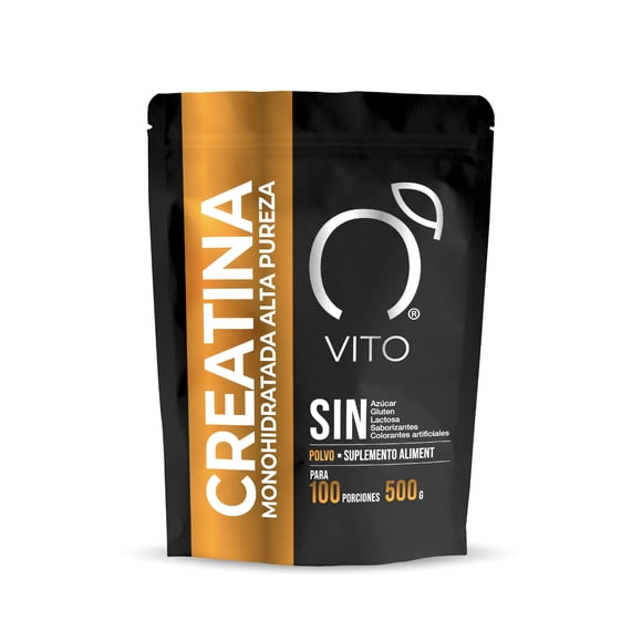 VITO Creatina Pura Monohidratada – 500g en Polvo sin Sabor, Suplemento para Entrenamiento y Desempeño Muscular