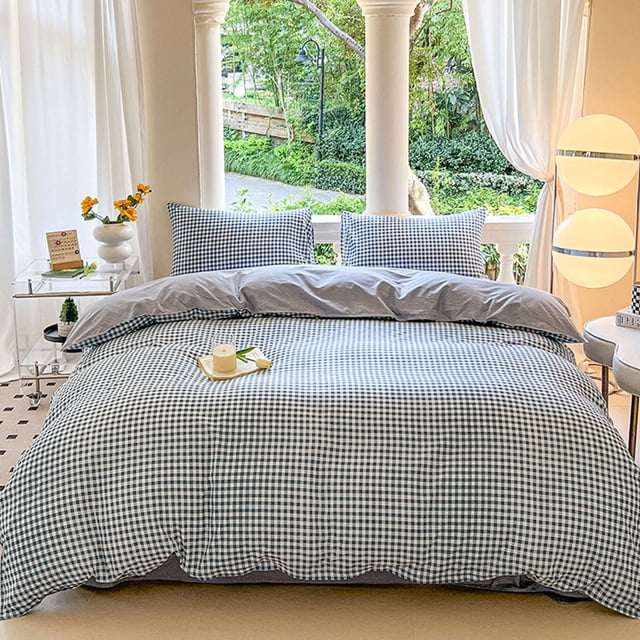 CaiYueKe Bedding Set Queen Size 4 Piece Duvet Cover Sheet Pillowcases Breathable Soft Microfiber All Season Hotel Bed Sheets Wrinkle Resistant Easy Care Modern Solid Color Bedroom Essentials