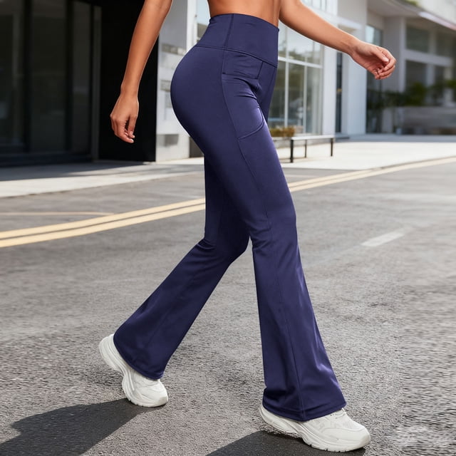 TaTaai Women's Stretchy Flared Yoga Pants High Waisted Long Leggings Tummy Control Solid Casual Workout Bootcut Pants for Gym Lounge Gift