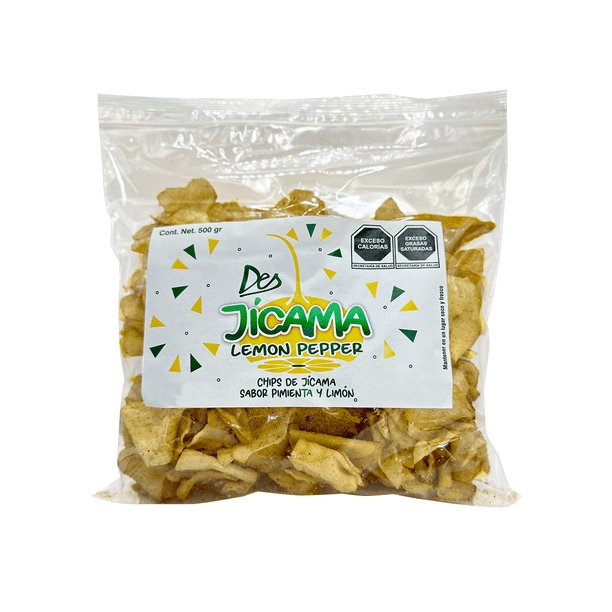 500 gr de Chips Botana de Vegetales Horneados Deshidratados, Libres de Glúten, Veganas de 500 gr - Sabor Jícama Lemmon Pepper