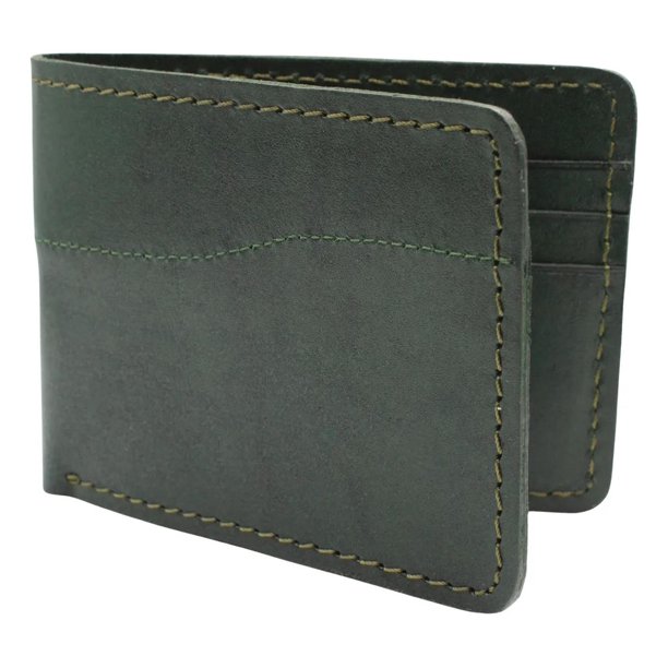 Cartera Hombre Piel Genuina Pull Up Bifold verde