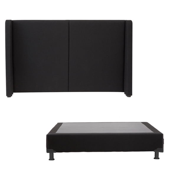 Box Base Cama Queen Size + Cabecera Dicasa Milan Negro