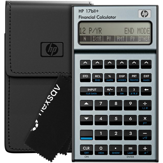 Calculadora financiera HP 17bII+ con más de 250 funciones y pantalla LCD de 2 líneas